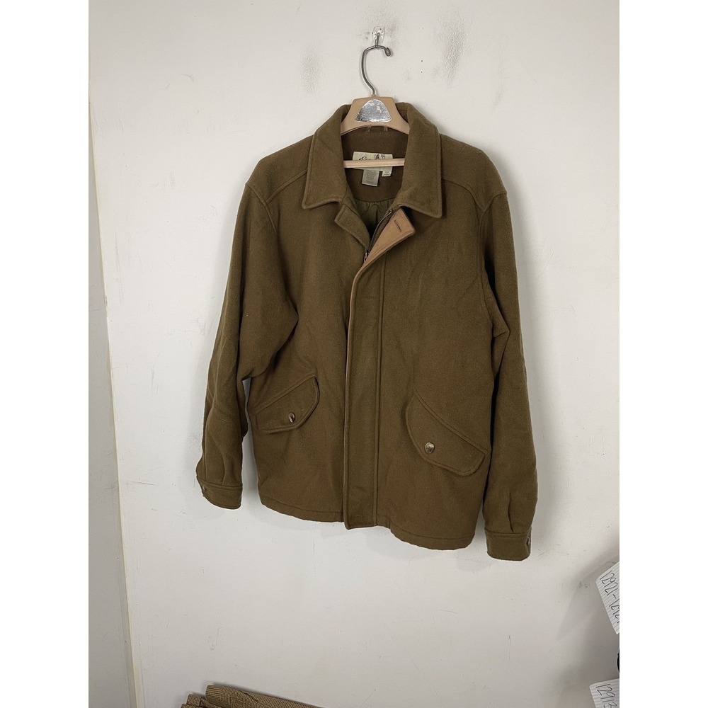 Eddie Bauer Mens L Brown Wool Blend‎ Quilted Lined Field Jacket Coat